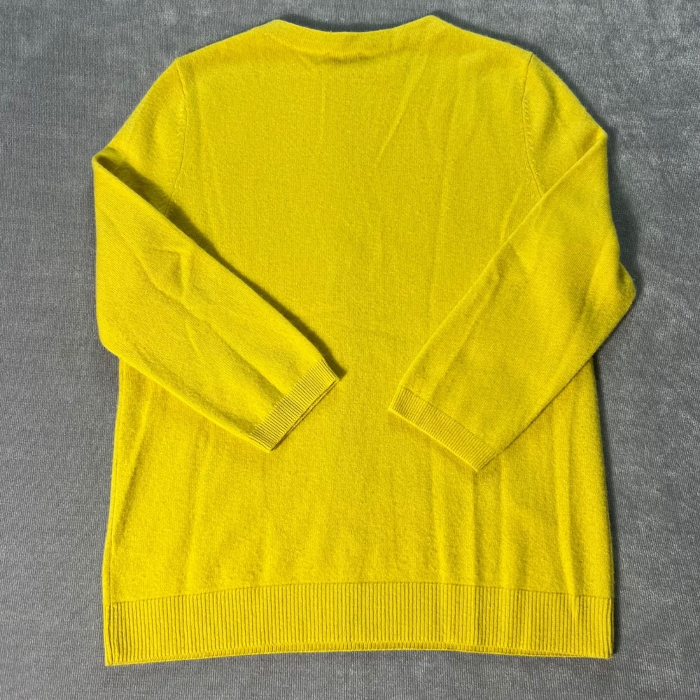 Talbots Pure Cashmere Sweater Yellow Crew Neck 3/4 Sleeve Size L - Picture 5 of 6